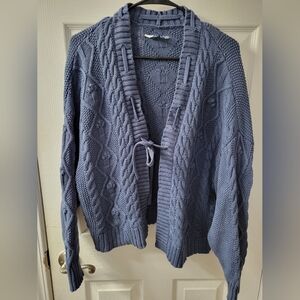 American Eagle Cable Knit Tie Front Cardigan
